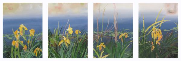 Grachov,Valeriy-Irises over the water. Screen in 4 parts.