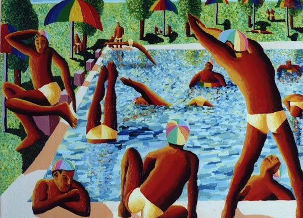 the pool homosexual artworks paintings lgbt painter raphael perez gay artist queer