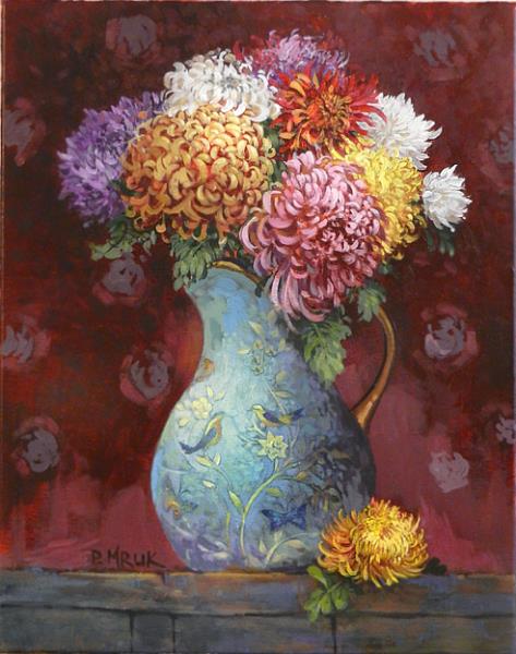 Mruk,Piotr-Chrysanthemums in a Chinese vase 2