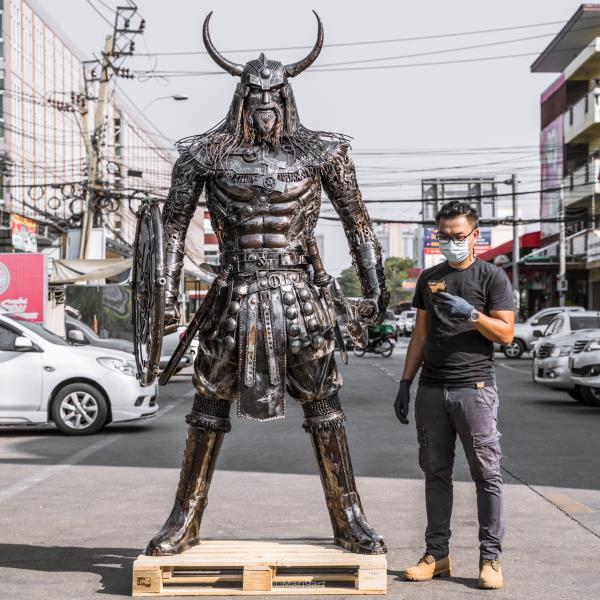 Viking warrior scrap metal art sculpture