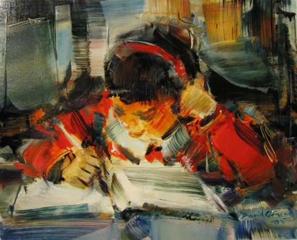 Giorgadze,David-Girl writing 40 x 50 cm oil on canvas