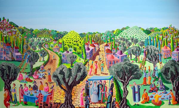 naive art paintings folk artworks raphael perez israeli artist Naeve kunst