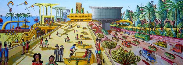 Les rues de la ville de Tel Aviv Raphael Perez est un peintre naf isralien