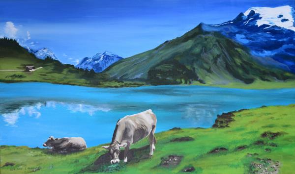 Luethi Abdelghafar,Claudia-Swiss Landscape with cows