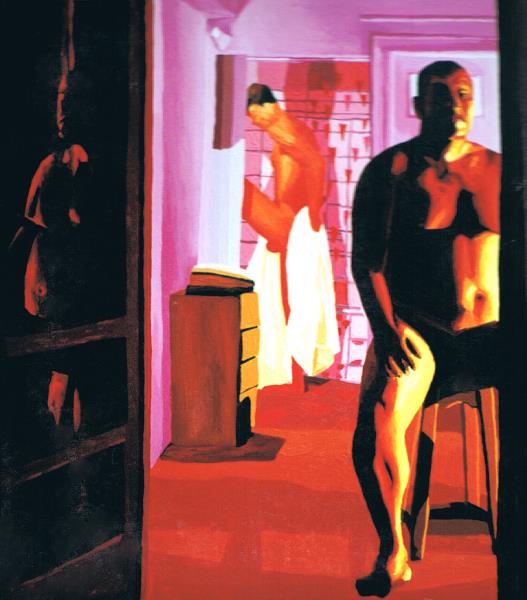 perez,Raphael-red room sugar  daddy gay paintings older and young man painting gay art paintings raphael perez