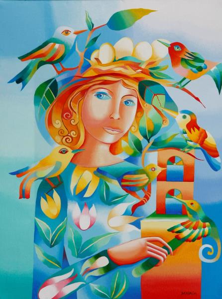 Perez Roca,Mairim-Woman with birds