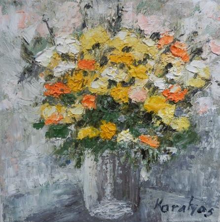 Maria,Karalyos-Vase with yellow flowers