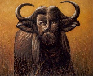 African buffalo with selfportrait