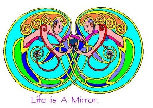 Twin celtic mermaids;Life is a Mirror.