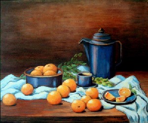 Hatton,Annemarie-Still Live with Coffee Pot and Oranges