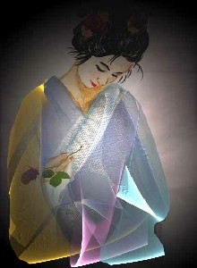 Geisha with blue rose