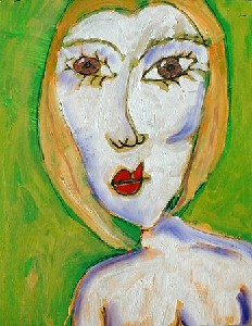 portrait of a woman on green