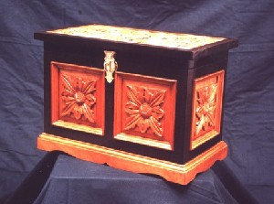 BLACK TEMPTATION - Hand Carved & Inlaid Wooden Chest in Solid Wenge & Mahogany Wood