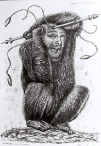 Chimpanzee with selfportrait